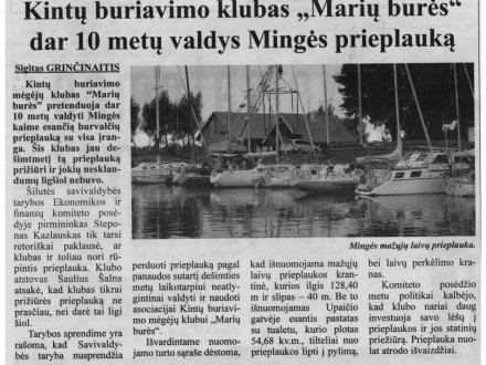 Marių burės ir toliau rūpinsis laivais Mingės prieplaukoje